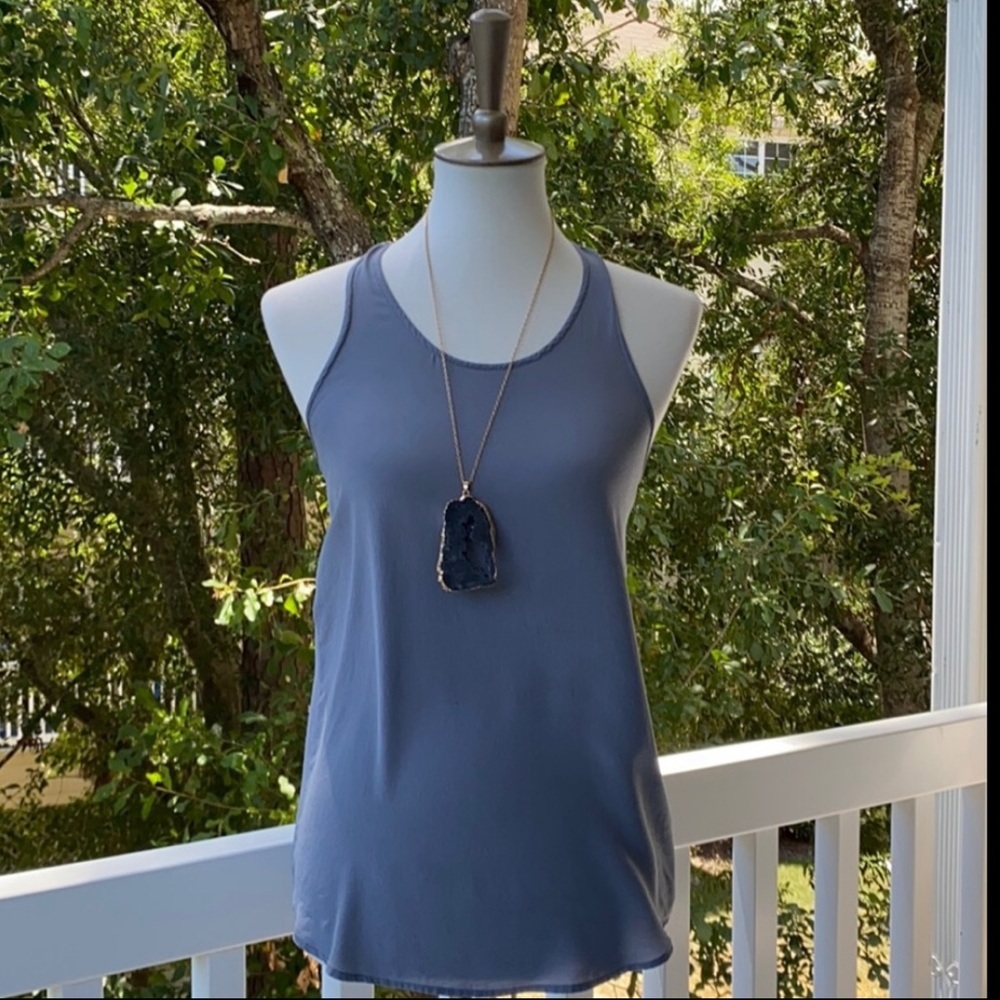 Club Monaco Gray Silk Razorback Tank Top Blouse Small